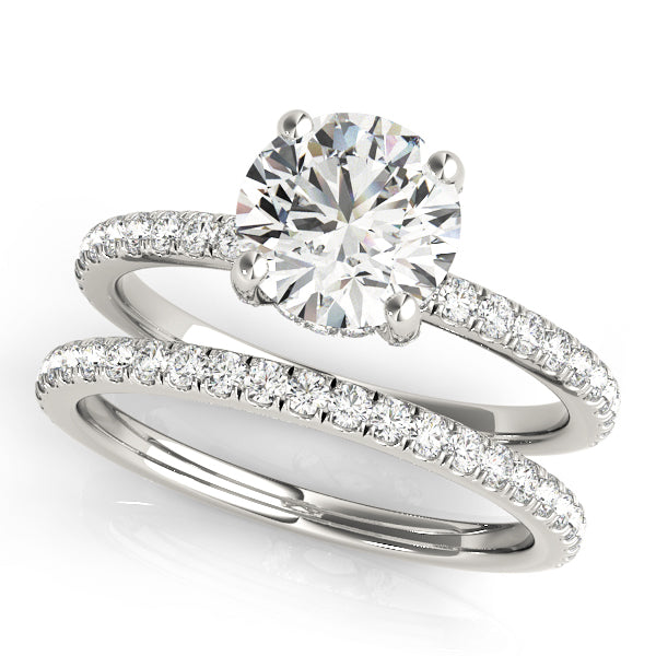 Laila-1.0 Carats Round Moissanite Pave Engagement Ring