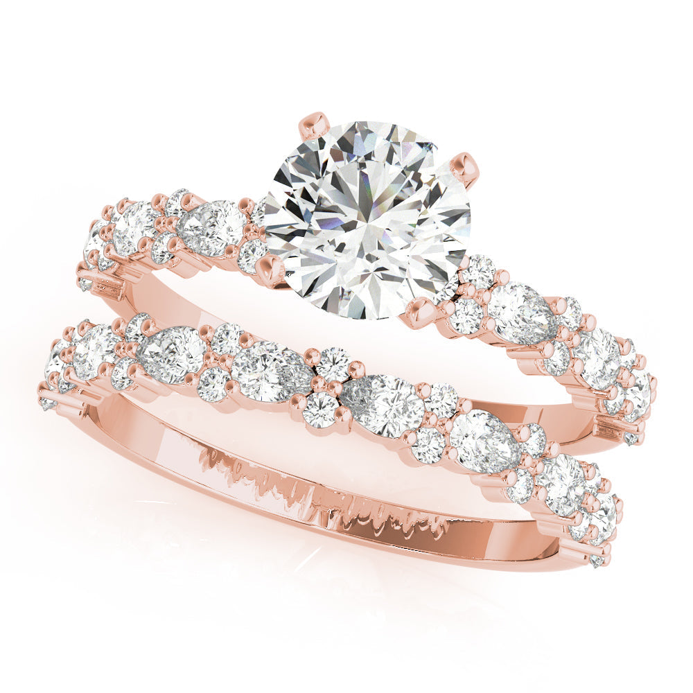 Payton-1.50 Carats Round Moissanite Pave Engagement Ring