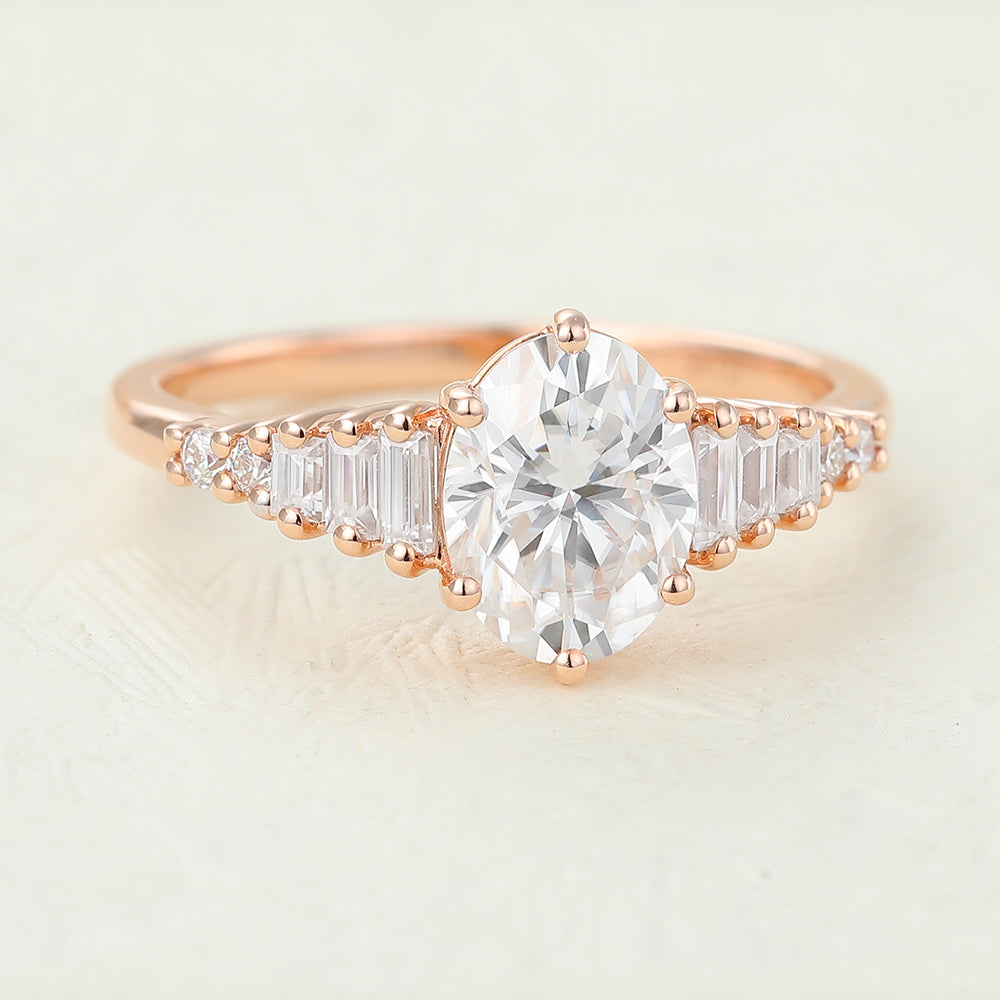 Alexia-1.33  Carats Oval Moissanite Pave Engagement Ring