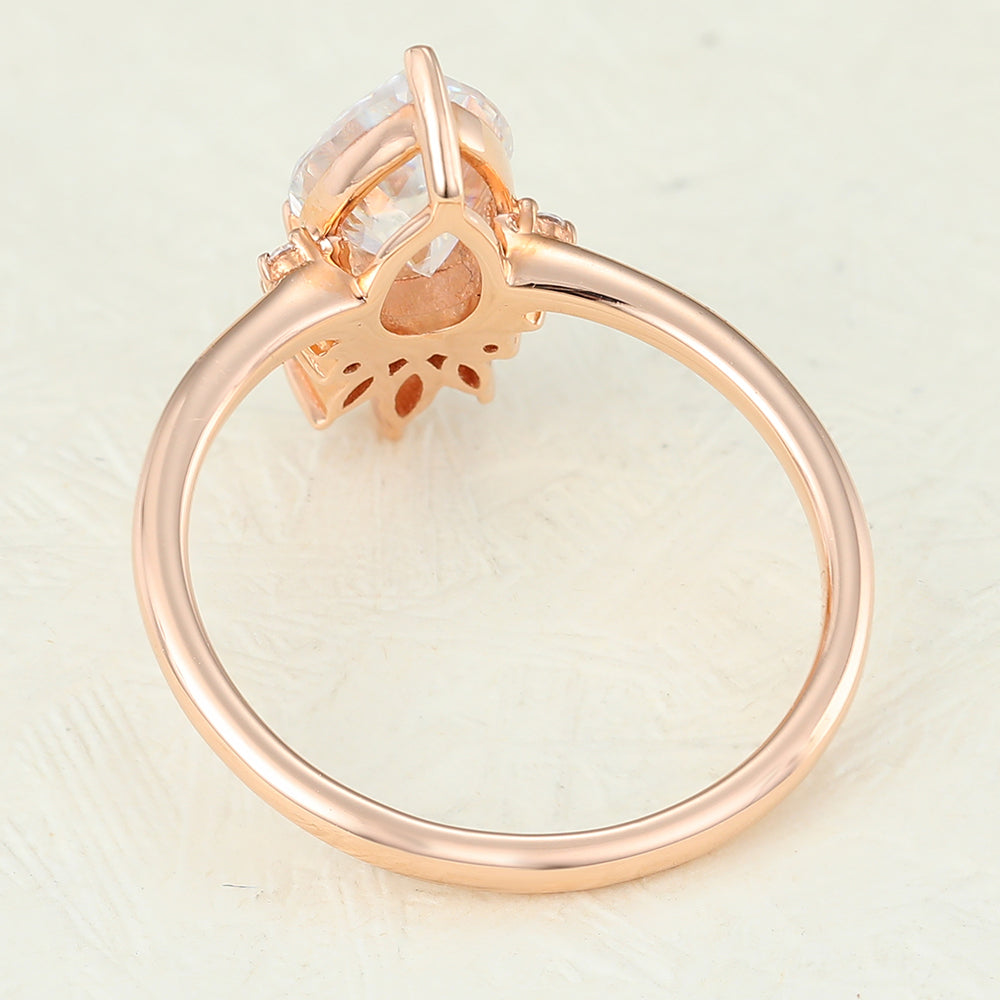 Marilyn-0.85 Carats Pear Moissanite Cluster Engagement Ring