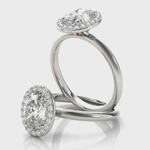 Cecilia-1.50 Carats Oval Moissanite Halo Engagement Ring