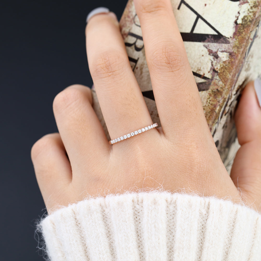 Colton-0.22 TCW Round Moissanite Half Eternity Wedding Band
