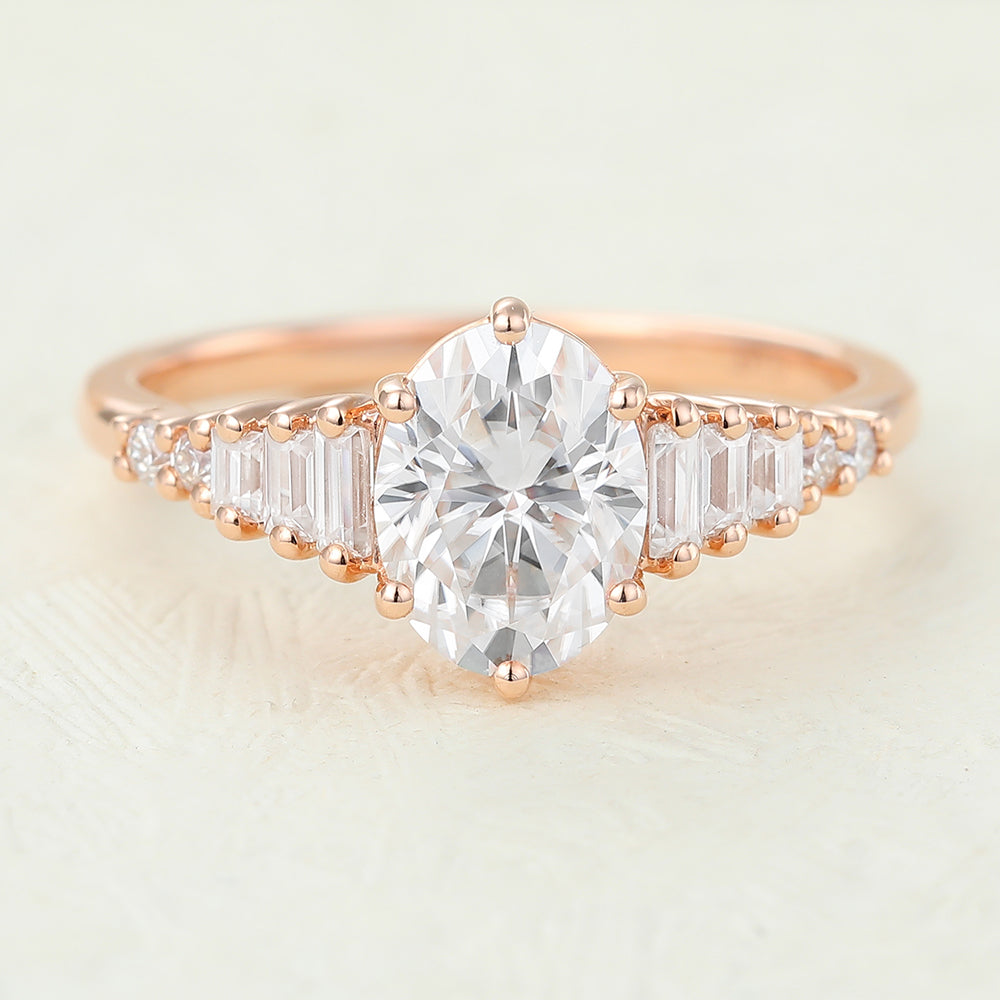 Alexia-1.33  Carats Oval Moissanite Pave Engagement Ring