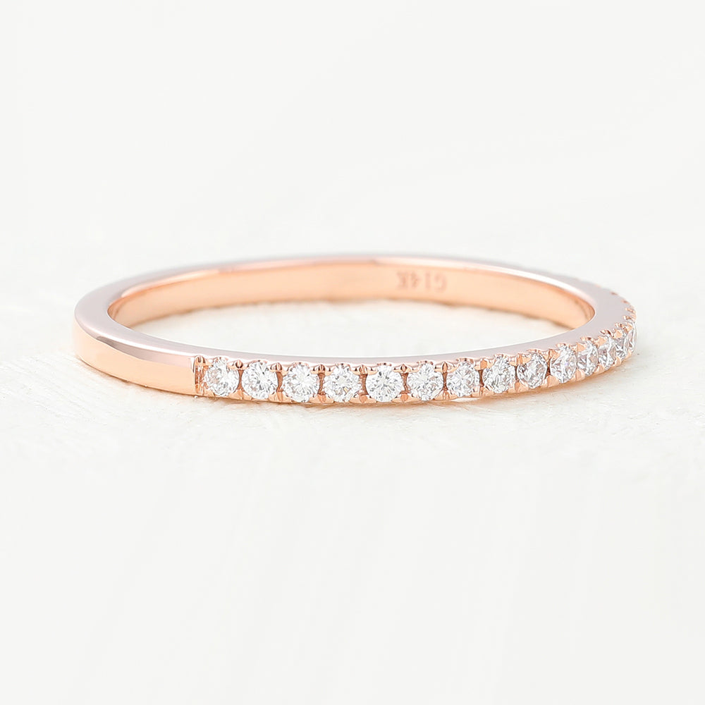 Lucy-0.14 TCW Round Moissanite Half Eternity Wedding Band