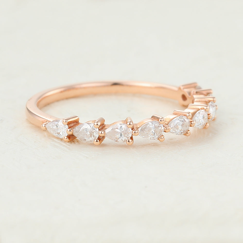 Ayden-0.63 TCW Pear Moissanite Vintage Wedding Band