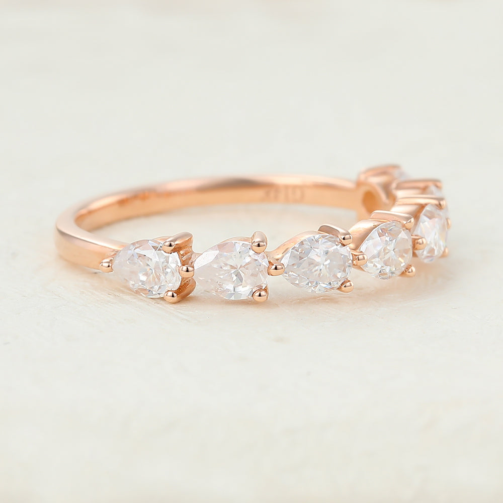 Paisley-1.4 TCW Pear Moissanite Semi Eternity Wedding Band