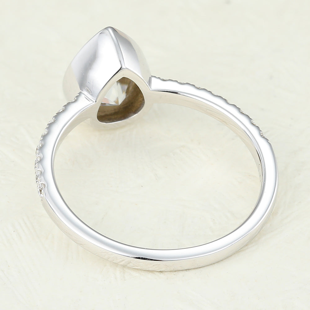 Tessa-1.0 Carats Pear Moissanite Bezel Engagement Ring