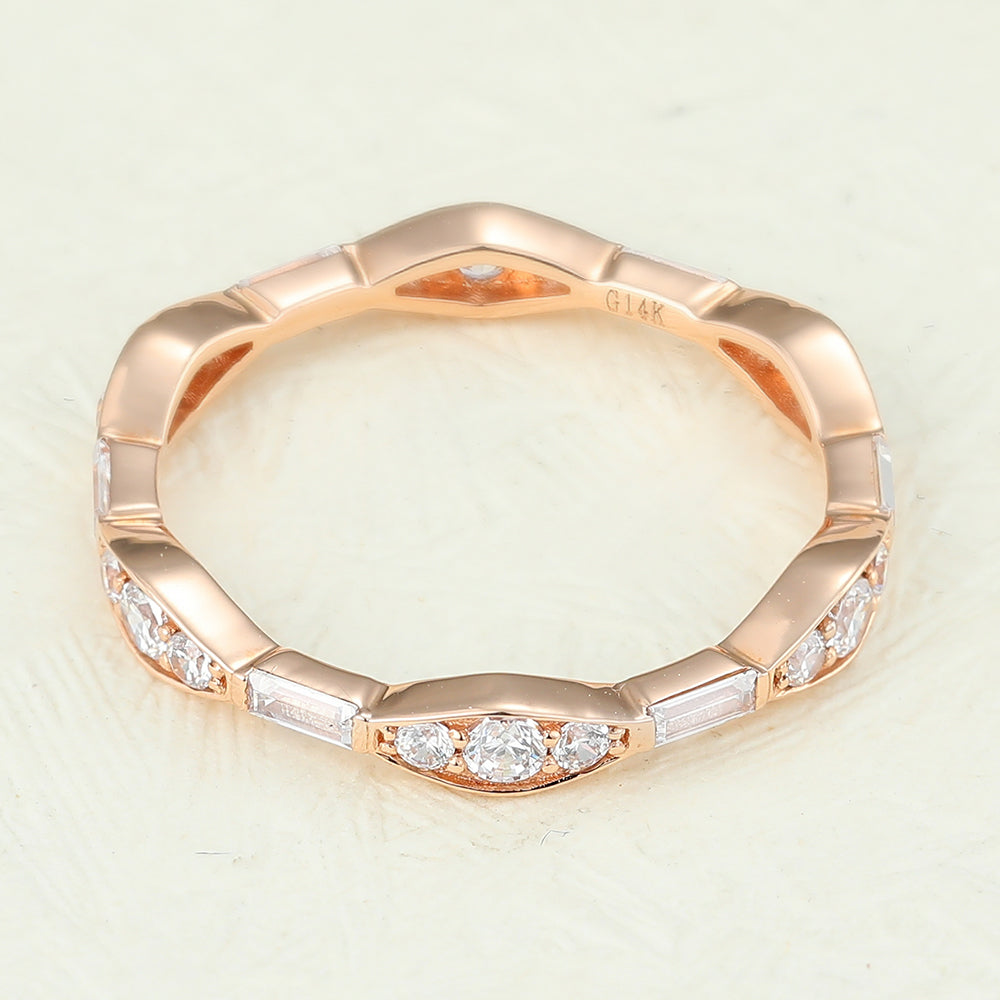 Tristan-0.72 TCW Baguette & Round  Moissanite Etenity Wedding Band