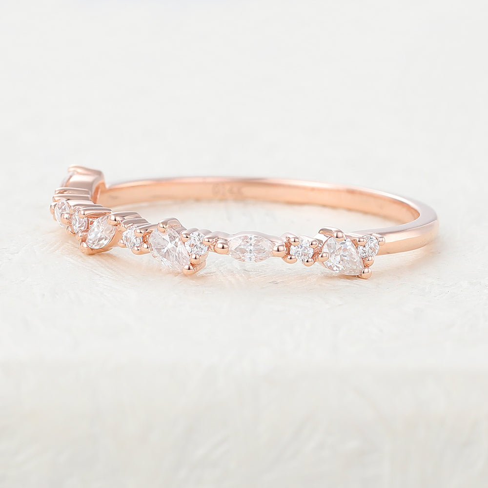 Gianna-0.42 TCW Pear, Marquise & Round  Moissanite Half Eternity Wedding Band