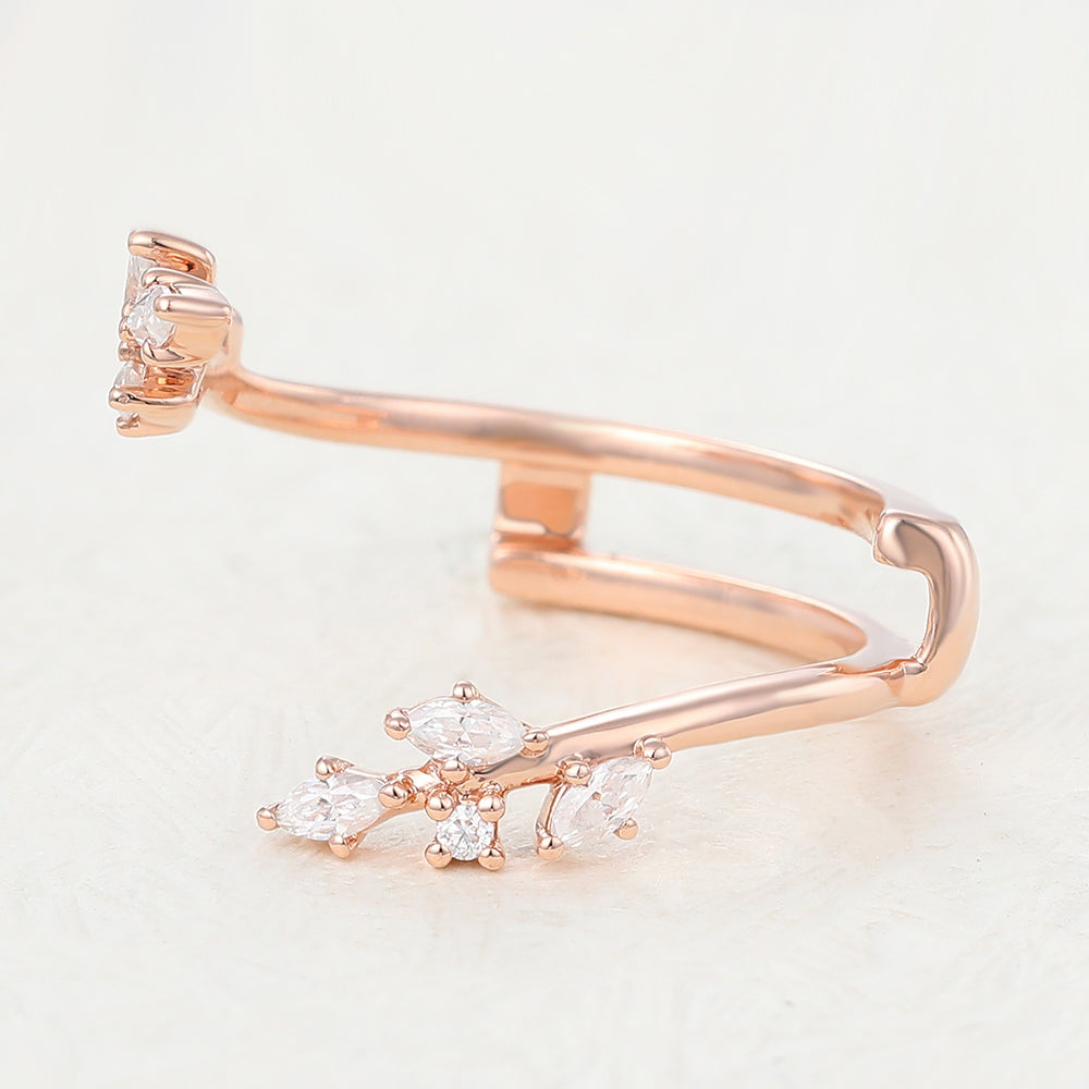 Hailey-0.26 TCW Marquise & Round Moissanite Open Wedding Band
