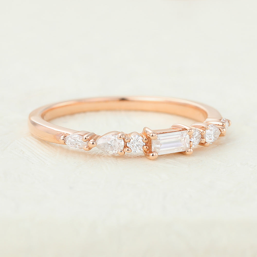 Chase-0.49 TCW Pear, Baguette, Marquise & Round Moissanite Multi Stone Wedding Band