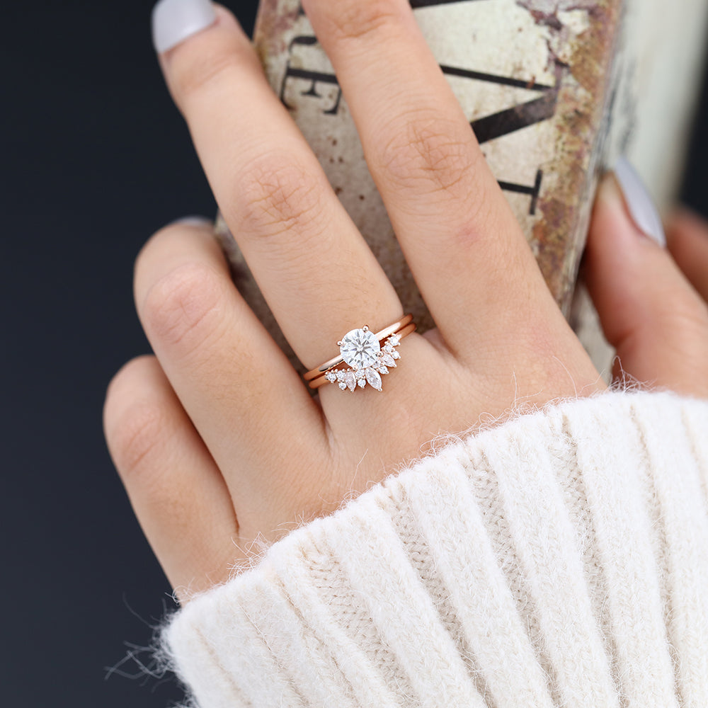 Jonah-0.68 Carats Round Moissanite Solitaire Bridal Ring Set