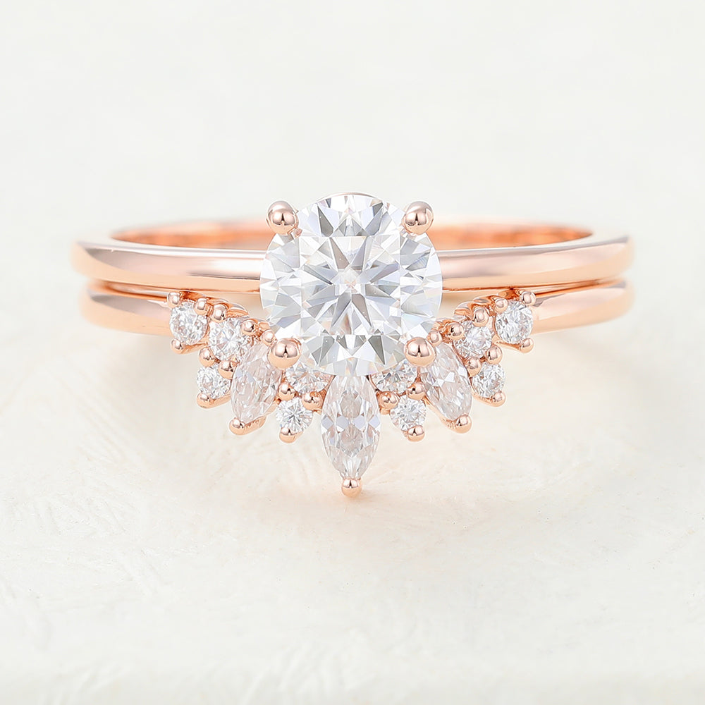 Jonah-0.68 Carats Round Moissanite Solitaire Bridal Ring Set