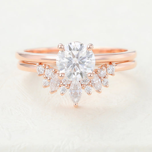 Jonah-0.68 Carats Round Moissanite Solitaire Bridal Ring Set