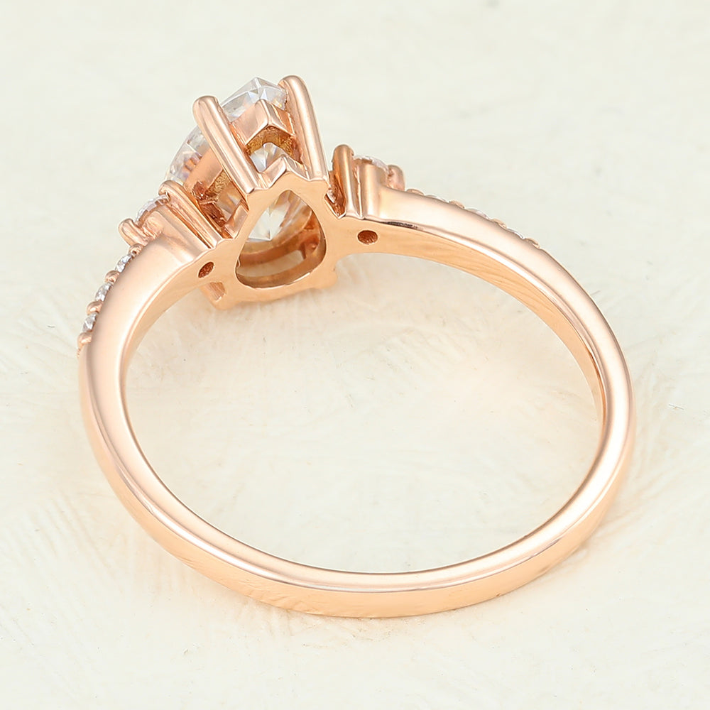 Lola-1.0 Carats Pear Moissanite Pave Engagement Ring