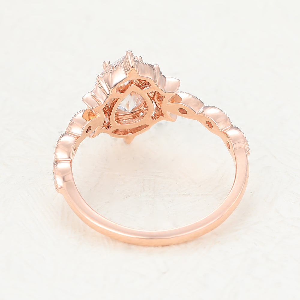 Mariah-0.90 Carats Pear Moissanite Vintage Engagement Ring