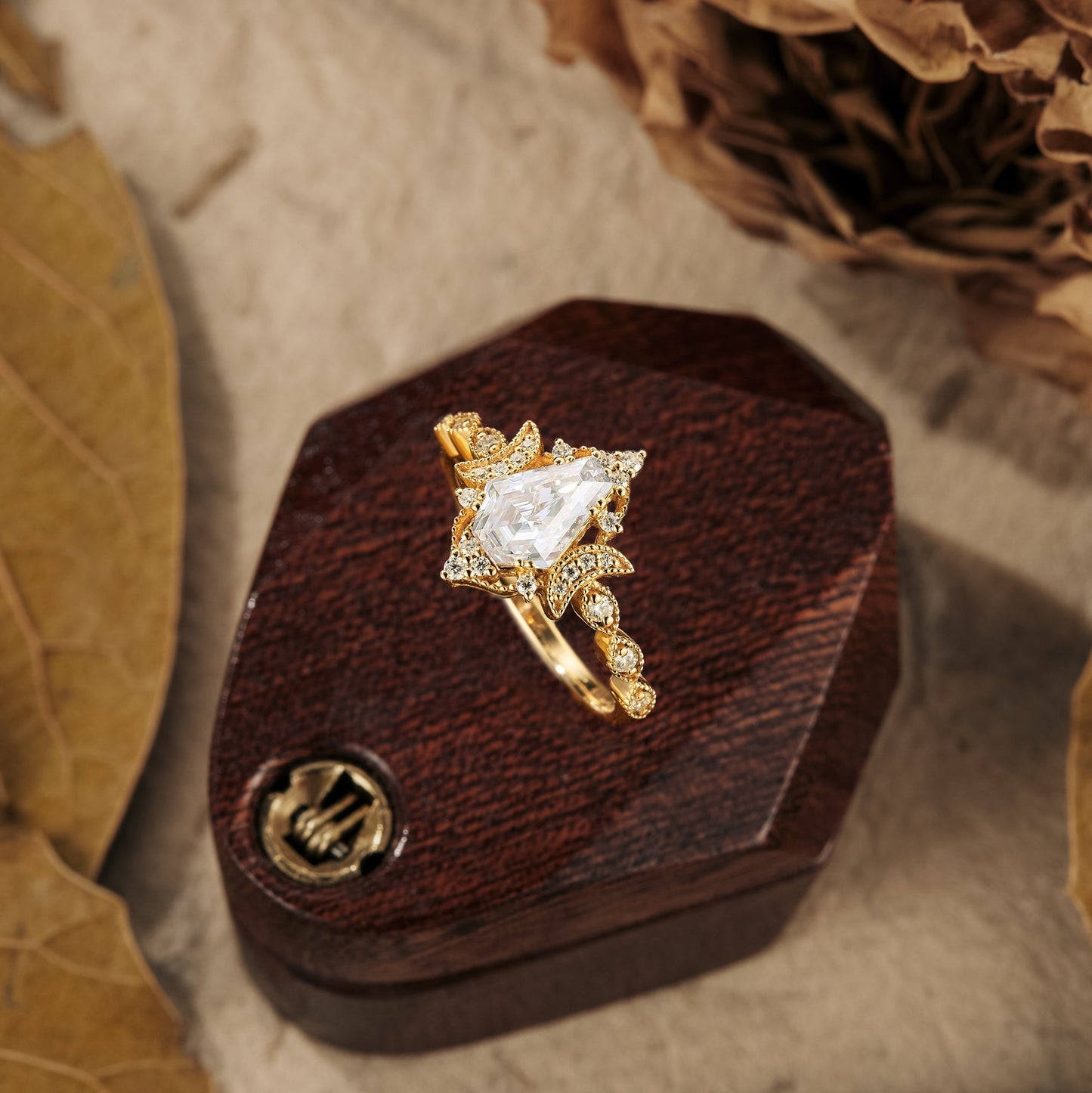 1.0 CT Carat Moissanite Diamond Kite Shape Vintage Engagement Ring