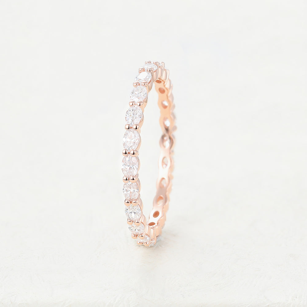Zachary-1.32 TCW Oval Moissanite Bezel Wedding Band