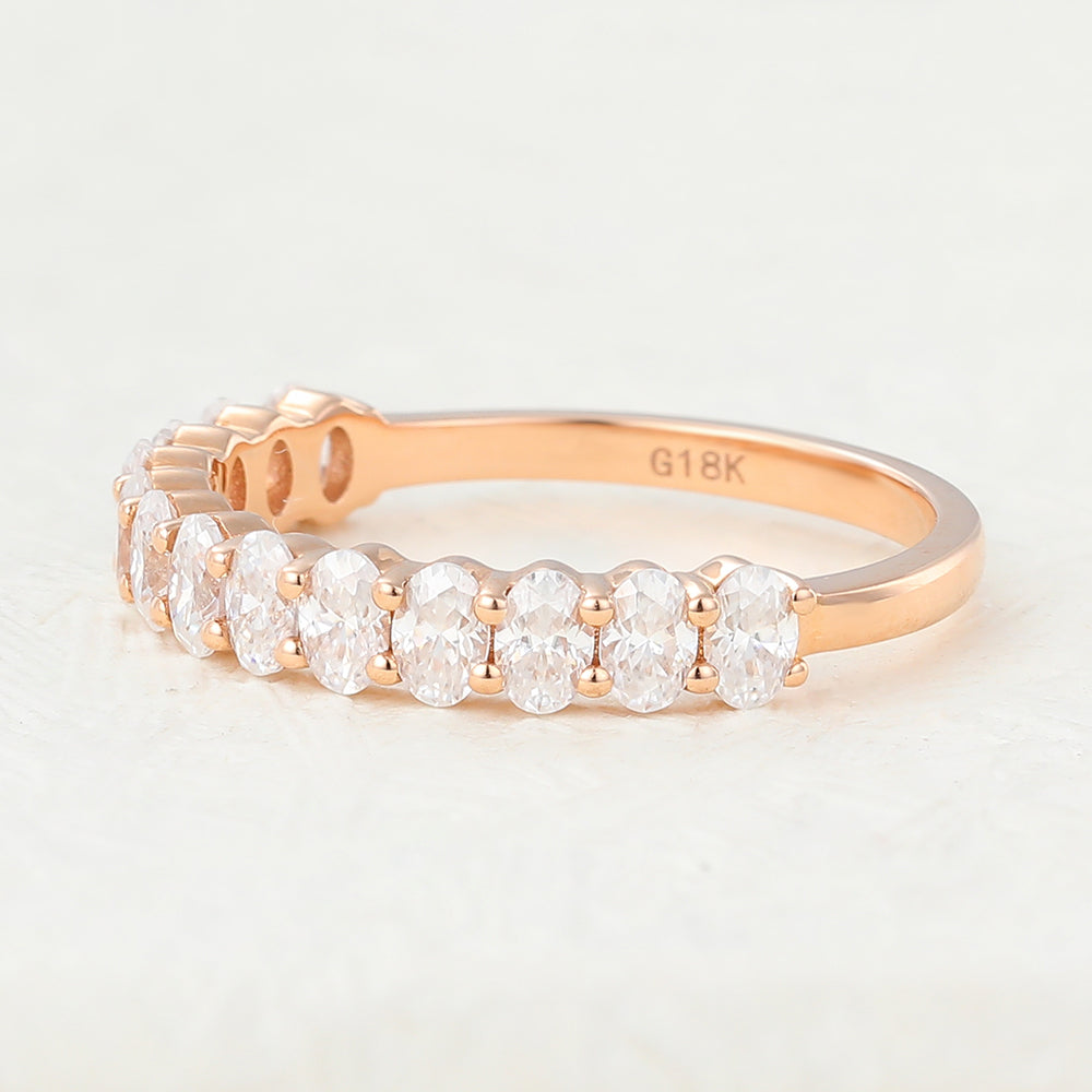 Timothy-0.78 TCW Oval Moissanite Bezel Wedding Band