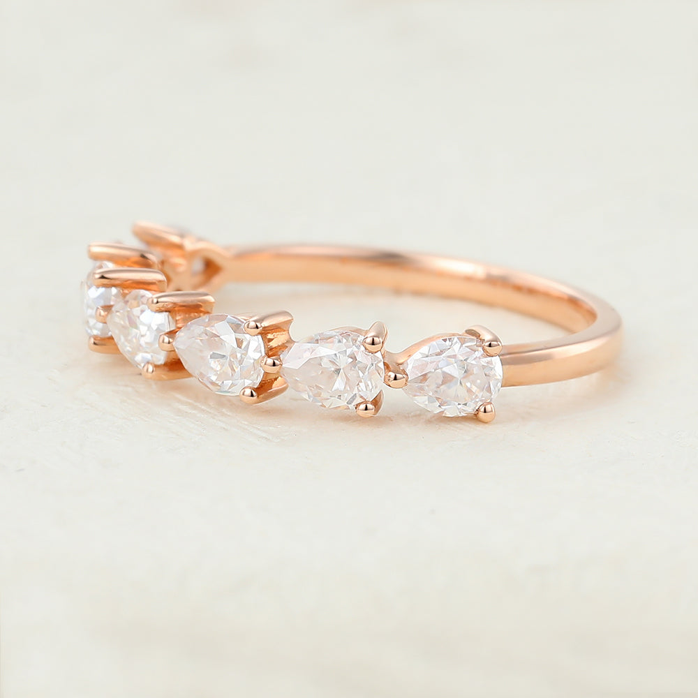 Paisley-1.4 TCW Pear Moissanite Semi Eternity Wedding Band