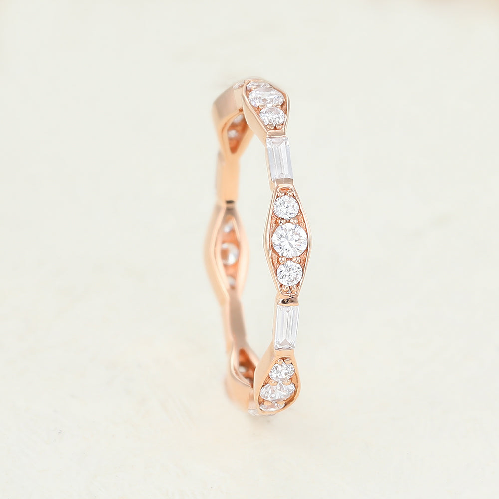 Tristan-0.72 TCW Baguette & Round  Moissanite Etenity Wedding Band