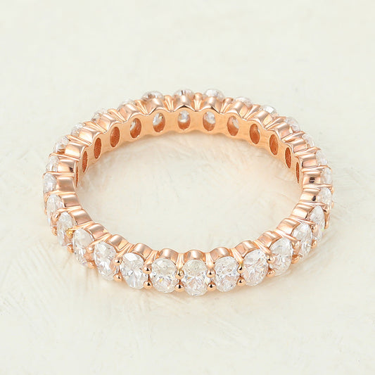 Lincoln-1.74 TCW Oval Moissanite Bezel Wedding Band