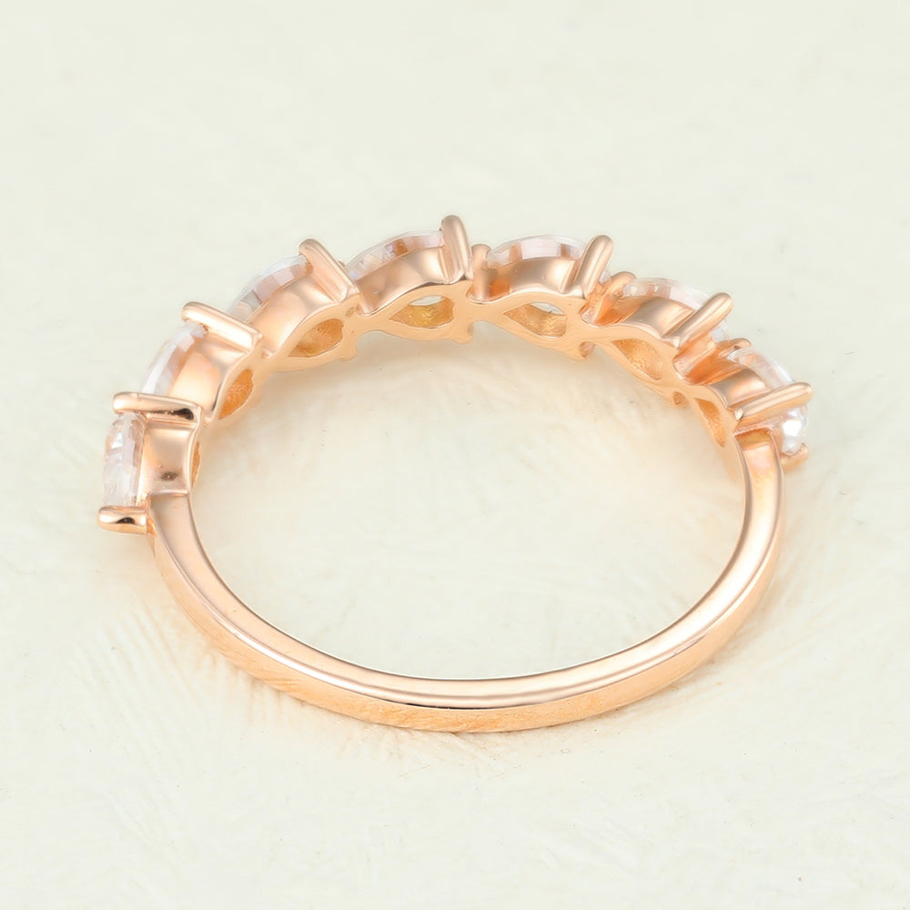 Paisley-1.4 TCW Pear Moissanite Semi Eternity Wedding Band