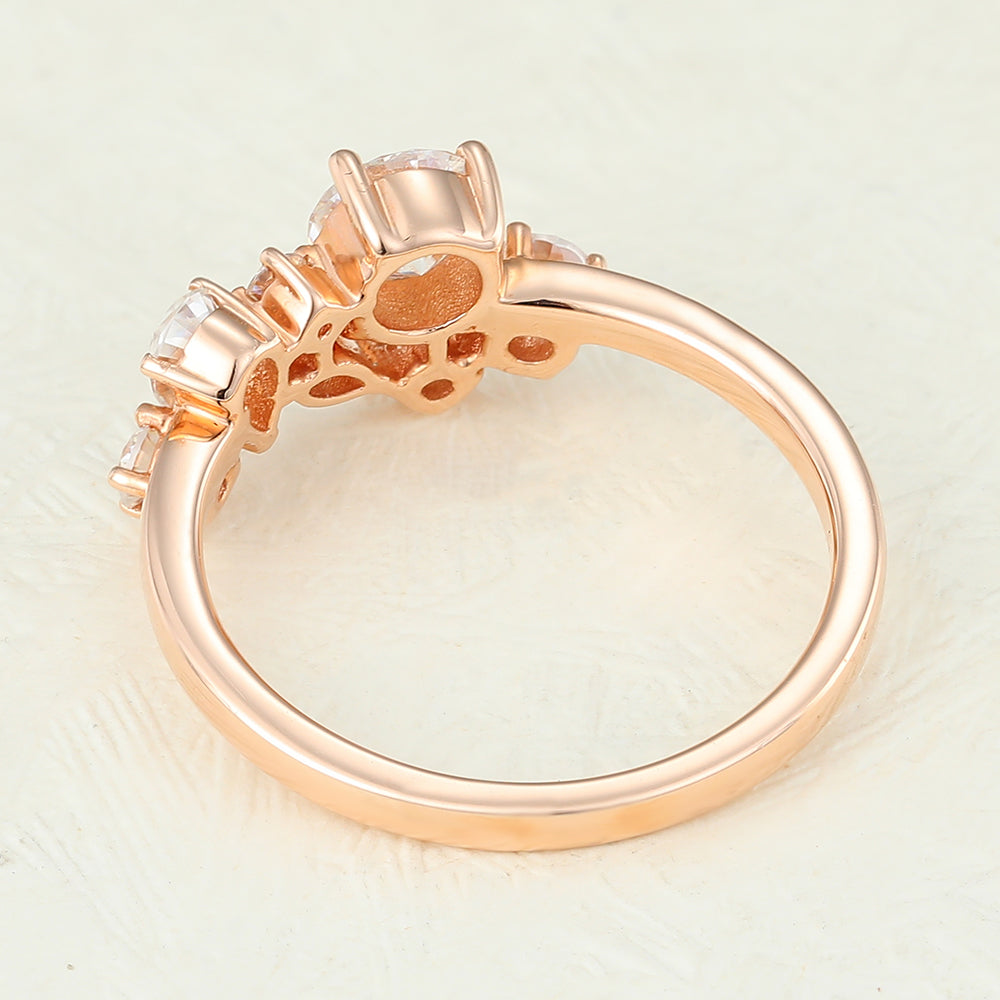Blake-1.0 TCW Marquise, Round & Pear  Moissanite Cluster Wedding Band