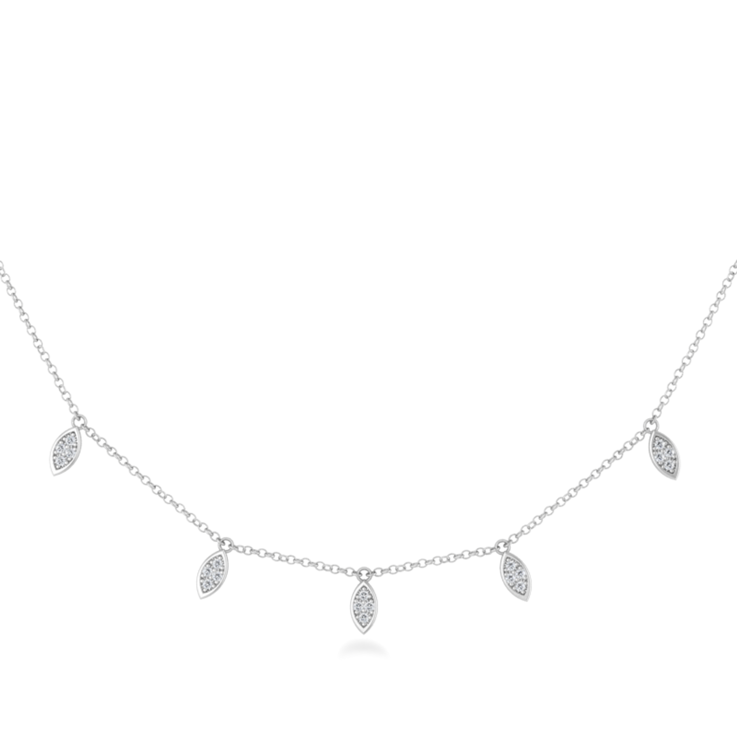 John-0.10 Carats Round Moissanite leaf Necklace