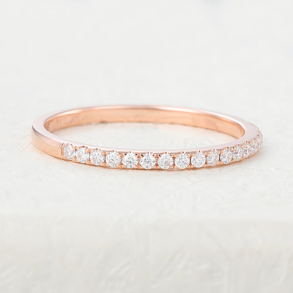 Colton-0.22 TCW Round Moissanite Half Eternity Wedding Band