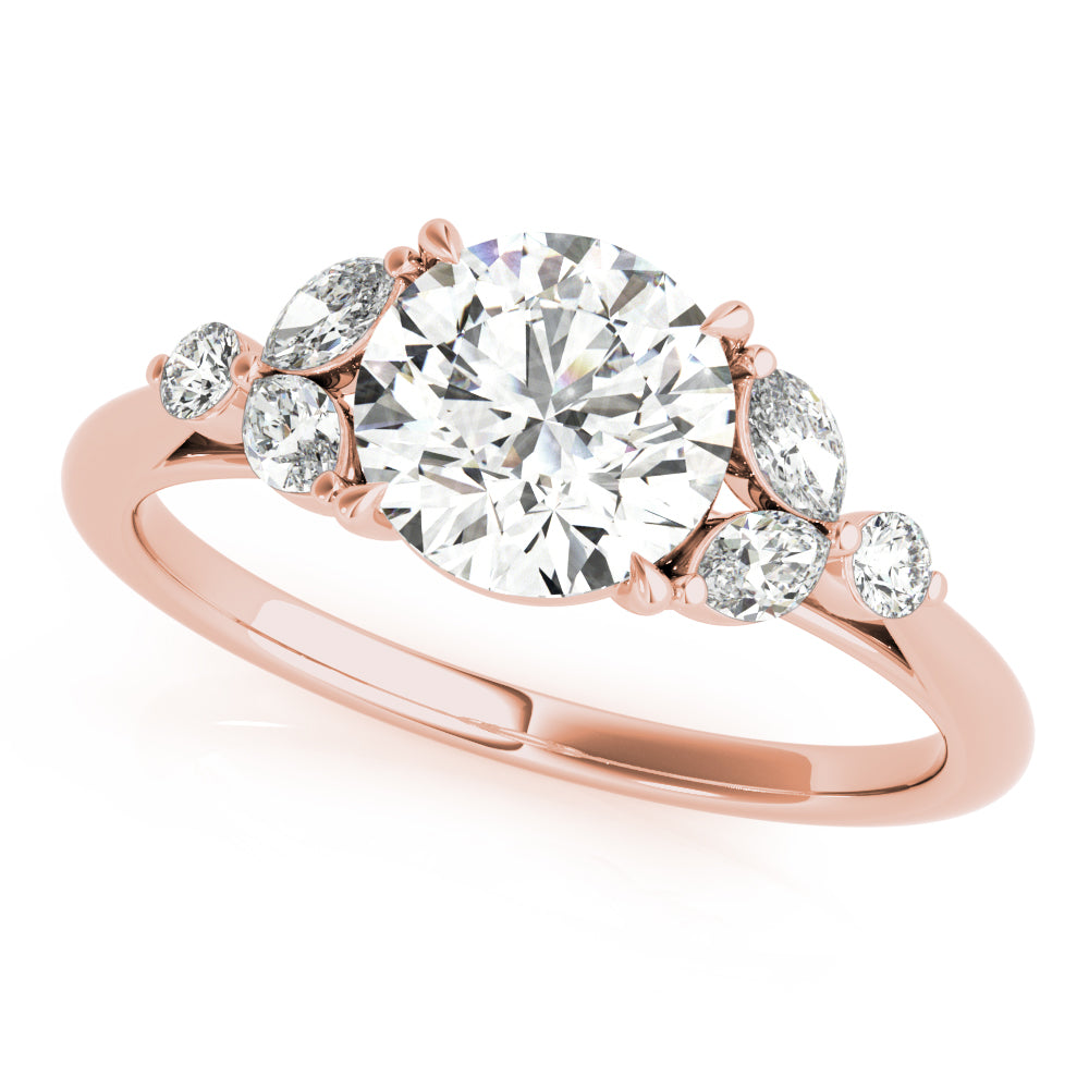Eliza-1.50 Carats Round Moissanite Cluster Engagement Ring