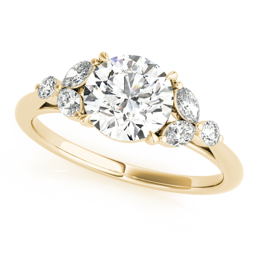 Eliza-1.50 Carats Round Moissanite Cluster Engagement Ring