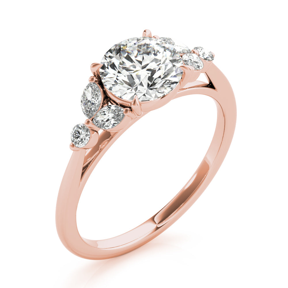 Eliza-1.50 Carats Round Moissanite Cluster Engagement Ring