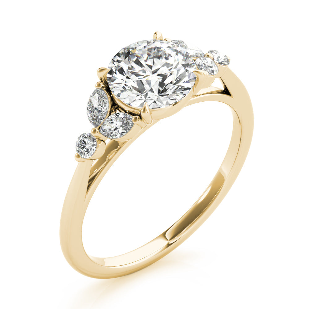 Eliza-1.50 Carats Round Moissanite Cluster Engagement Ring