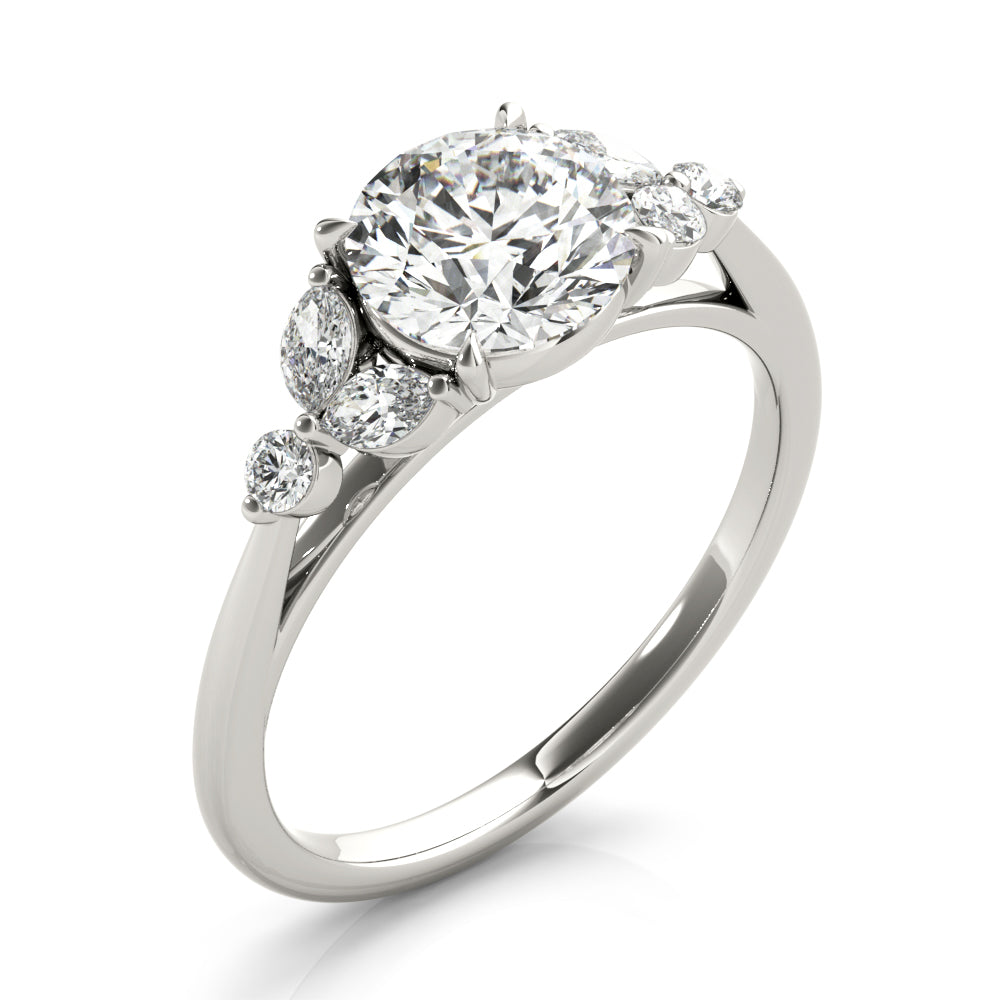 Eliza-1.50 Carats Round Moissanite Cluster Engagement Ring