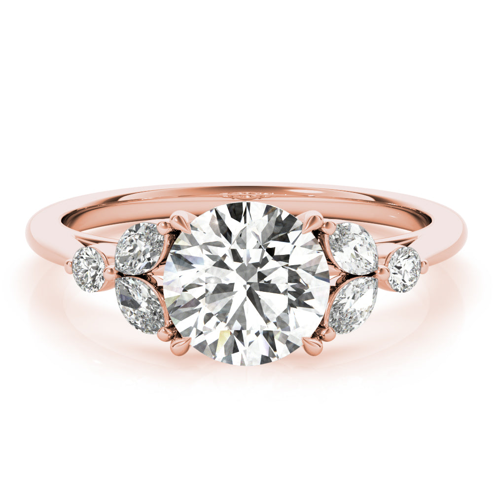 Eliza-1.50 Carats Round Moissanite Cluster Engagement Ring