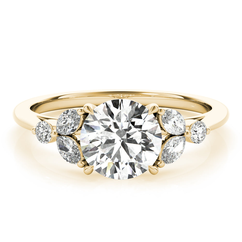 Eliza-1.50 Carats Round Moissanite Cluster Engagement Ring