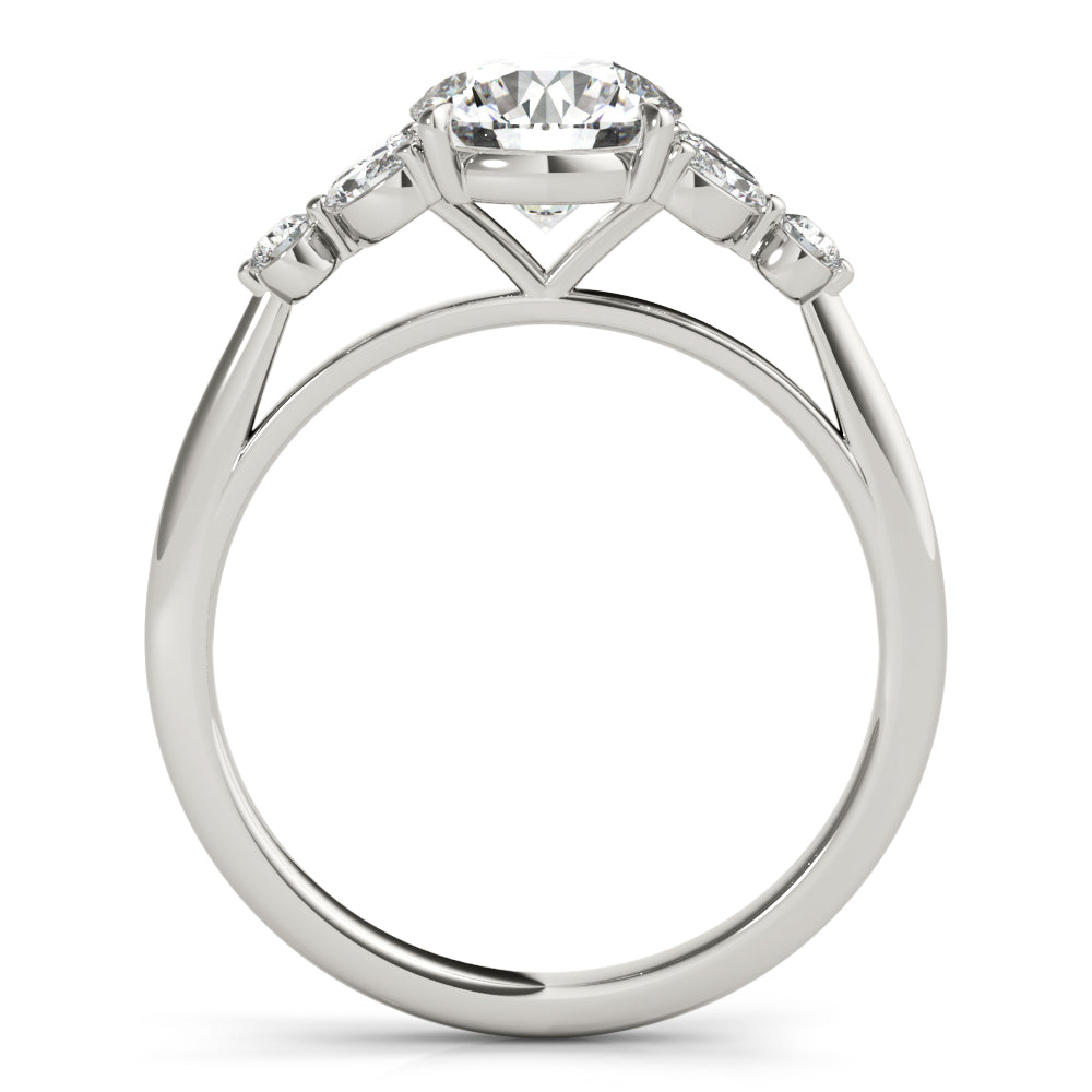 Eliza-1.50 Carats Round Moissanite Cluster Engagement Ring