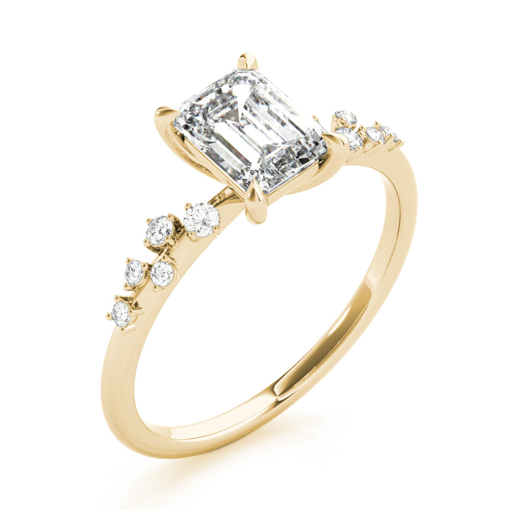 Ariel-1.50 Carats Emerald Moissanite Pave Engagement Ring