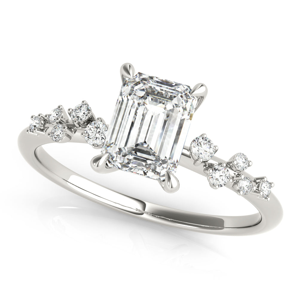 Ariel-1.50 Carats Emerald Moissanite Pave Engagement Ring