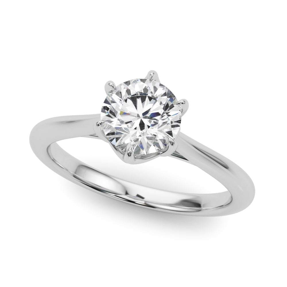 Leila-1.0 Carats Round Moissanite Solitaire Engagement Ring