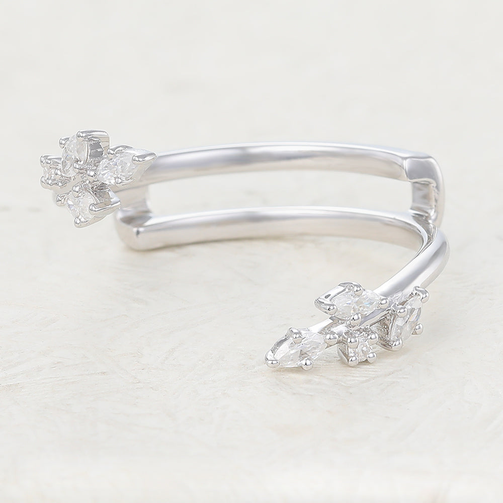 Hailey-0.26 TCW Marquise & Round Moissanite Open Wedding Band