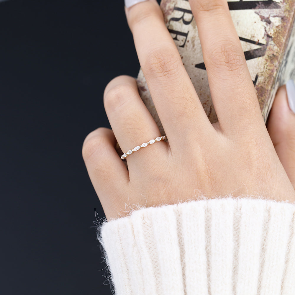 Gabriella-1.44 TCW Marquise  Moissanite Full Eternity Wedding Band