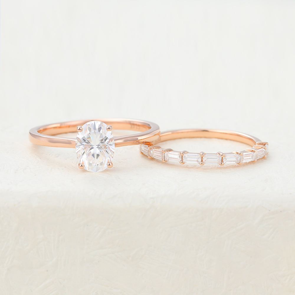 Hope-2.0 Carats Oval Moissanite Solitaire Bridal Ring Set