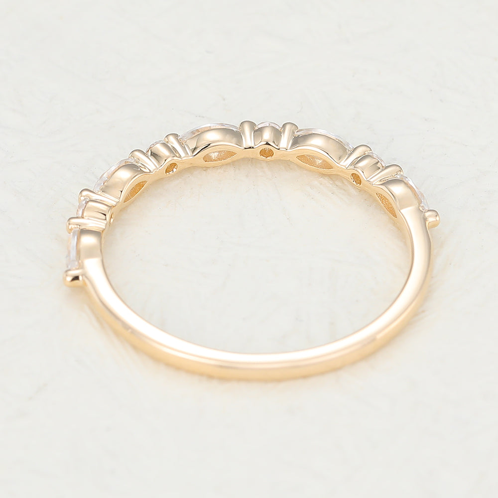 Roman-0.44 TCW Marquise & Round Moissanite Semi Eternity Wedding Band