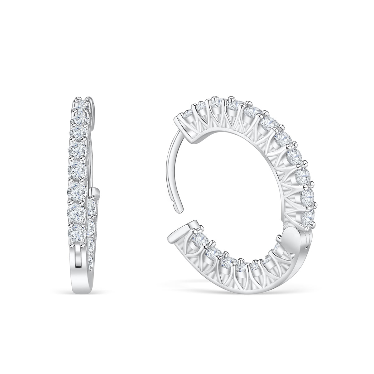 Chloe- 0.10 TCW Round Moissanite Hoop Stud Earrings