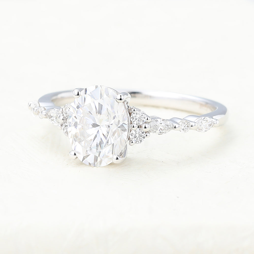 Emerson-1.33 Carats Oval Moissanite Pave Engagement Ring