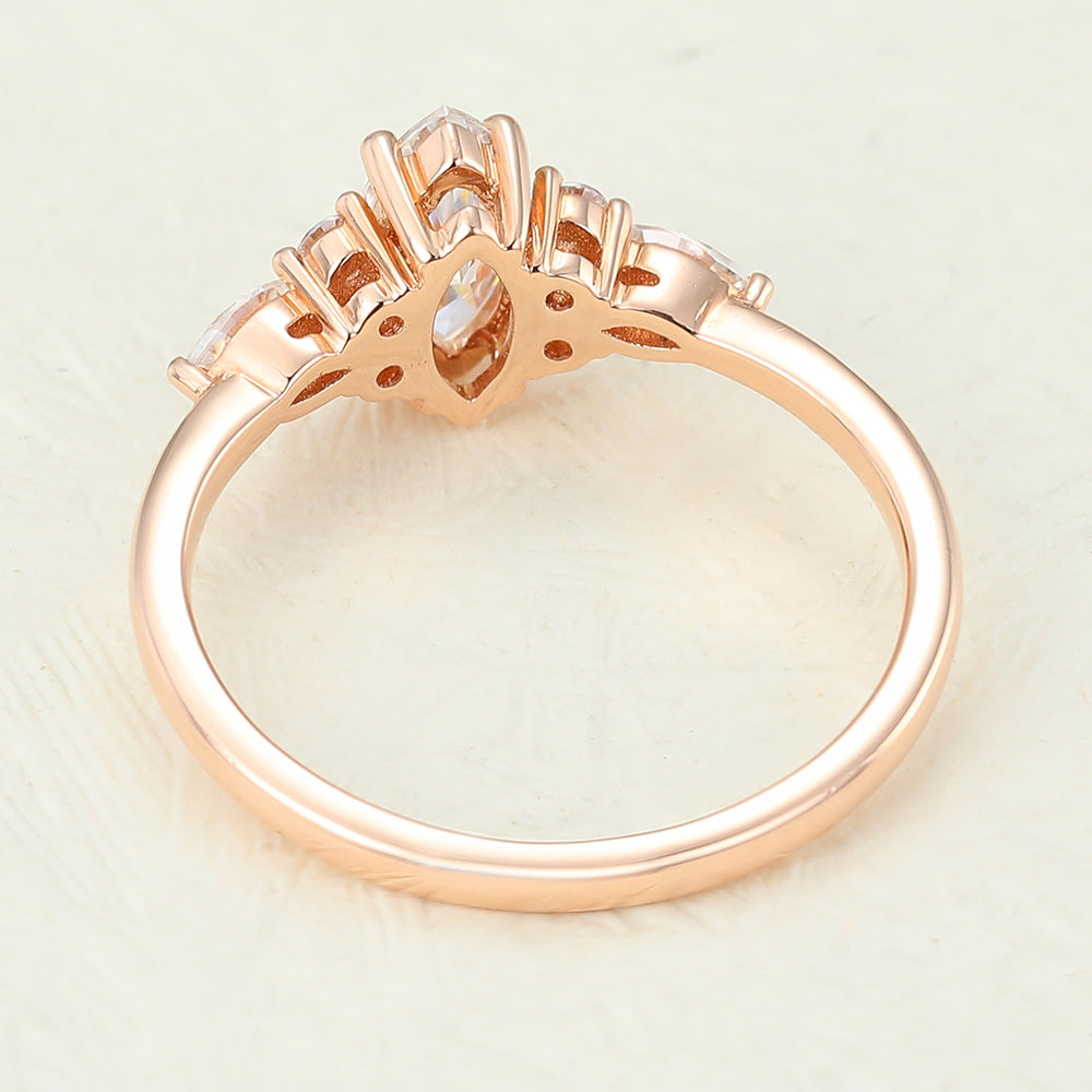 Iris-0.47 Carats Marquise Moissanite Cluster Engagement Ring