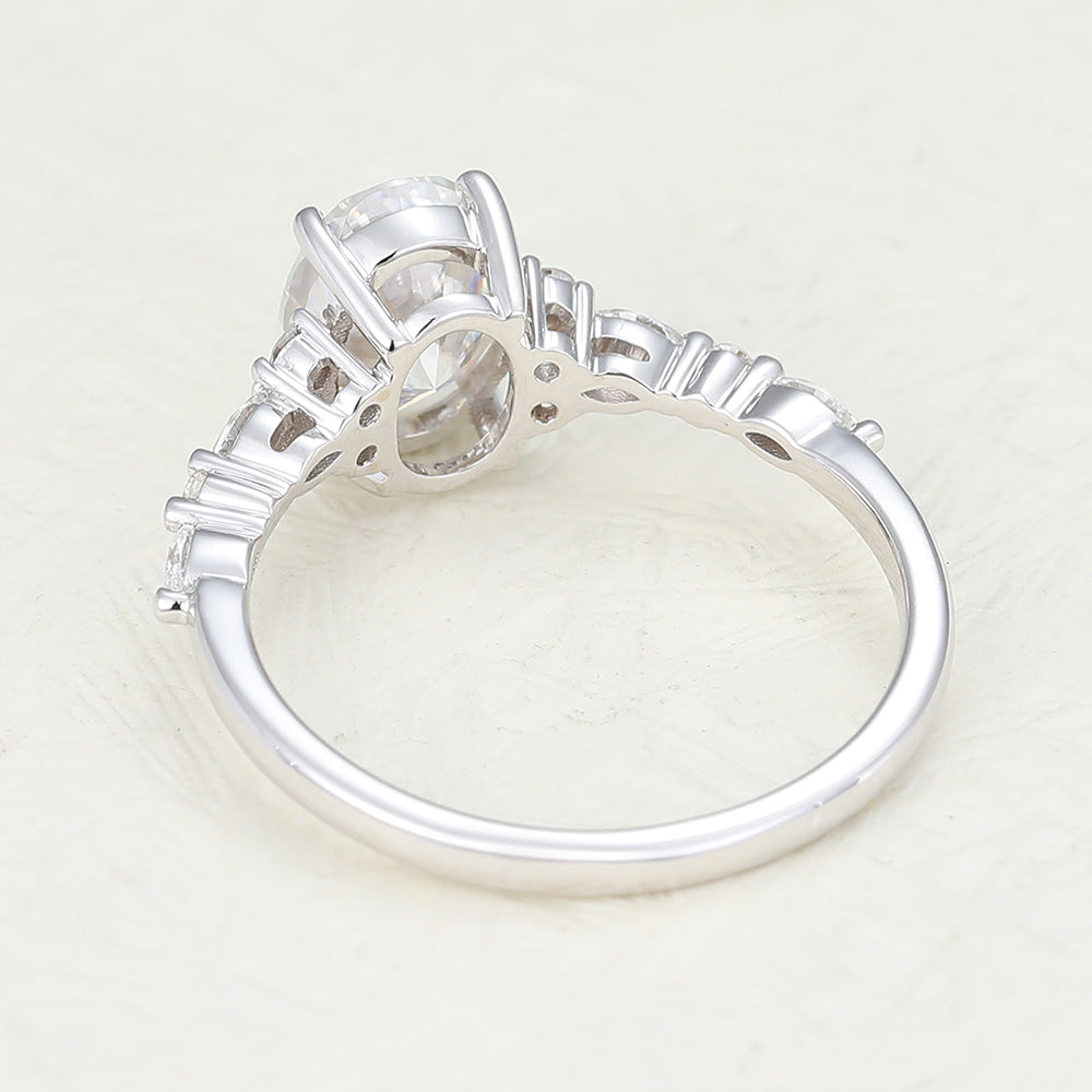 Emerson-1.33 Carats Oval Moissanite Pave Engagement Ring