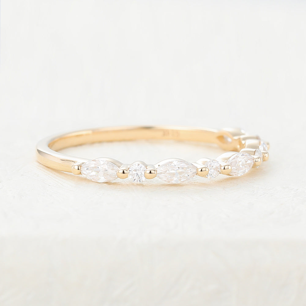 Roman-0.44 TCW Marquise & Round Moissanite Semi Eternity Wedding Band